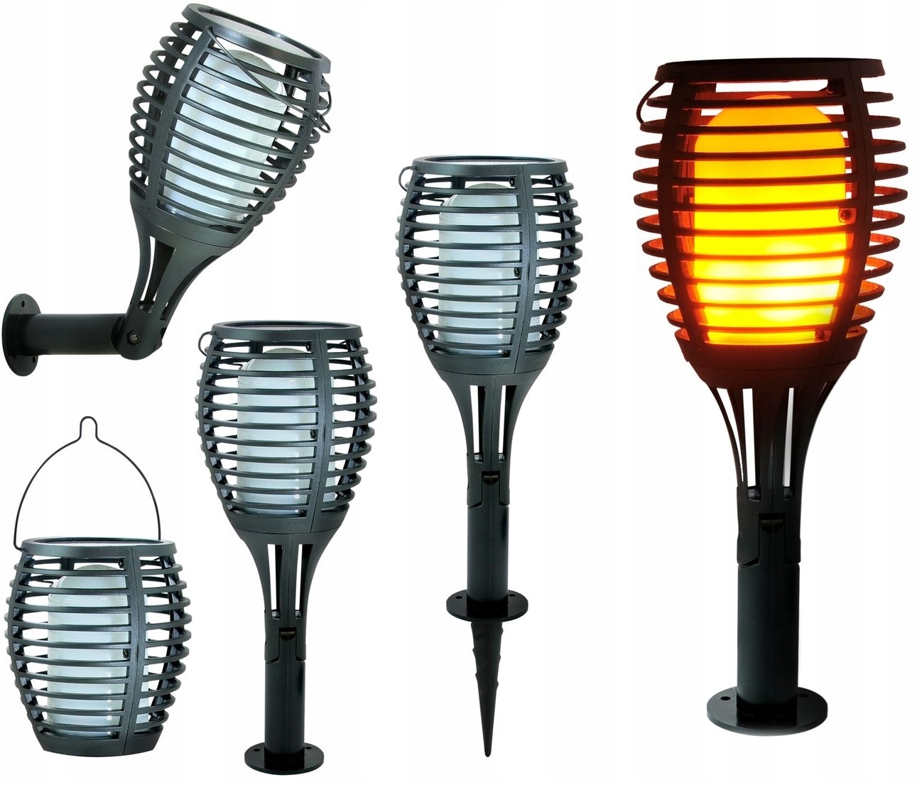 Vysiace svetlá, lampy - Solárne záhradné svietidlo LED Fire Efect Torch