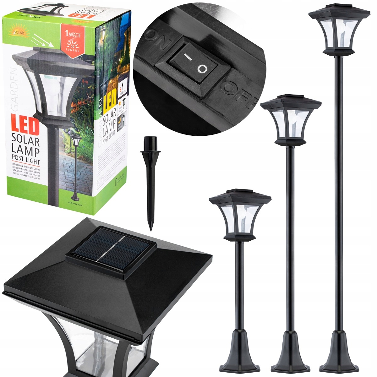 Solárne svietidlá - Solárne svietidlo LANTERN LED 1,66 m Záhradný stĺp