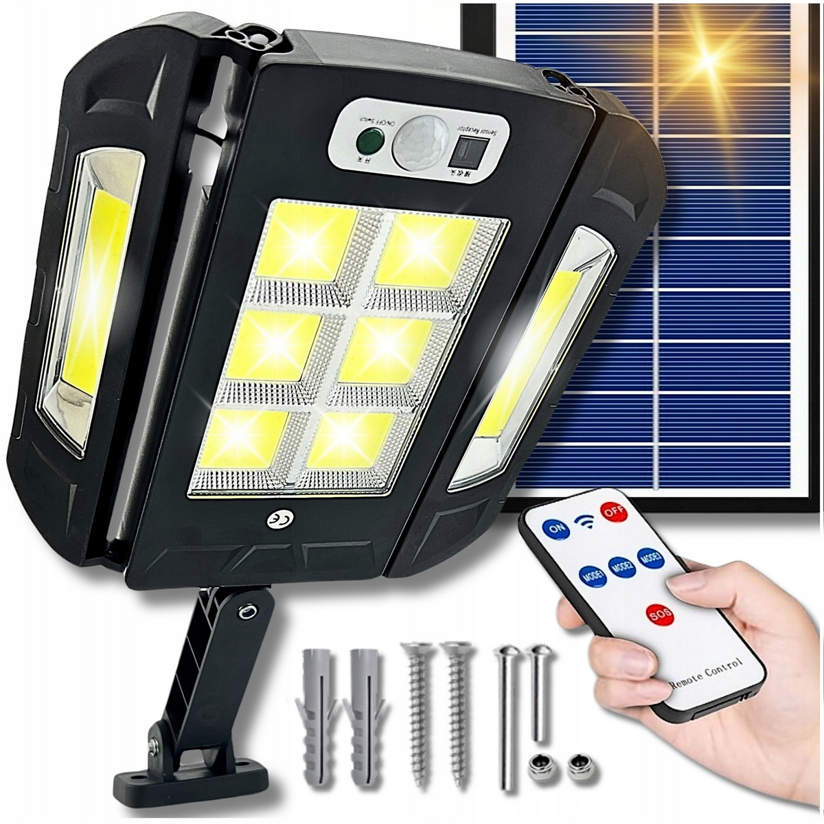 Pouličné svietidlo ESZOP 400 W 4000 lm, na batérie, solárne napájanie