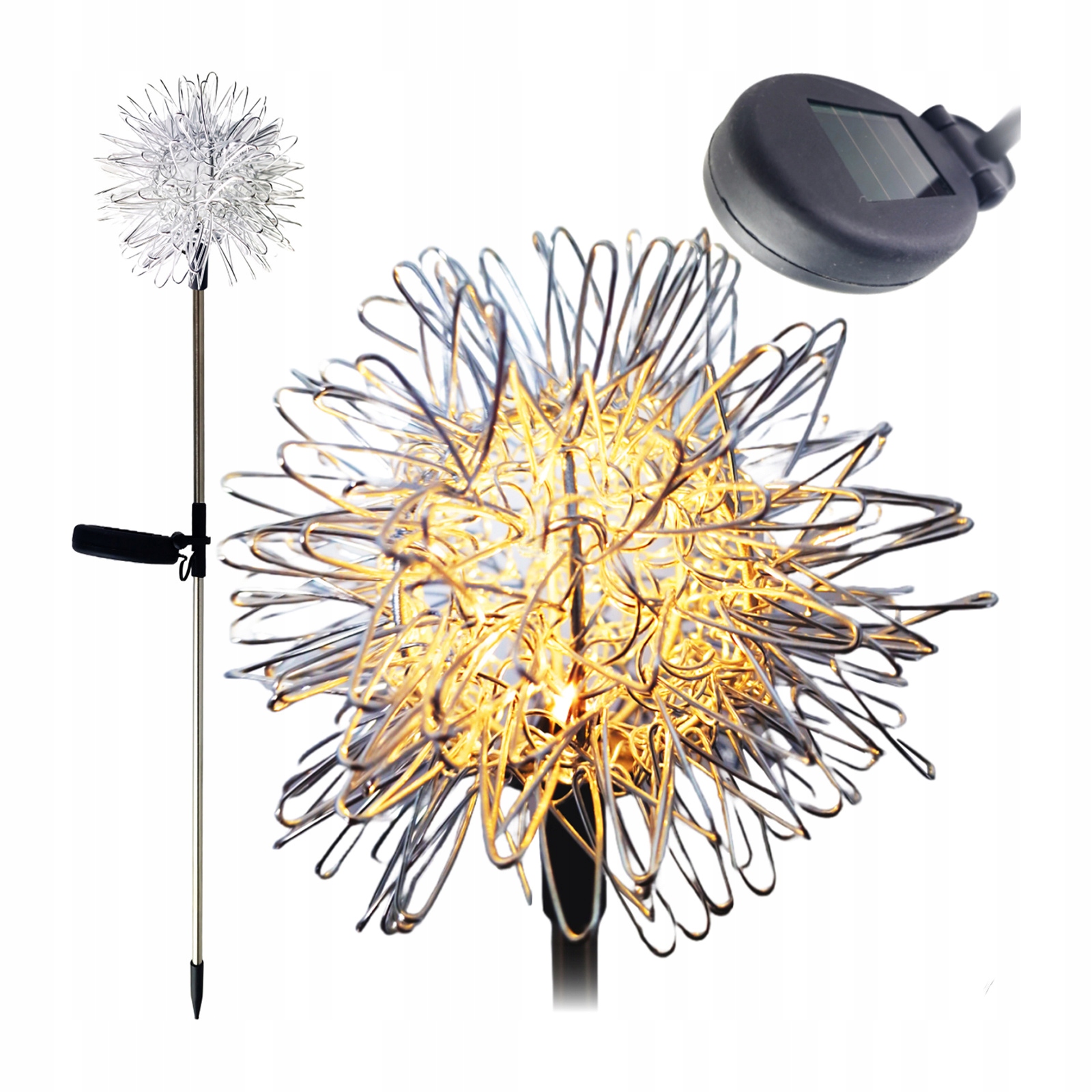Cortina vstavaná solárna lampa, strieborná, 68 cm, 1 ks.