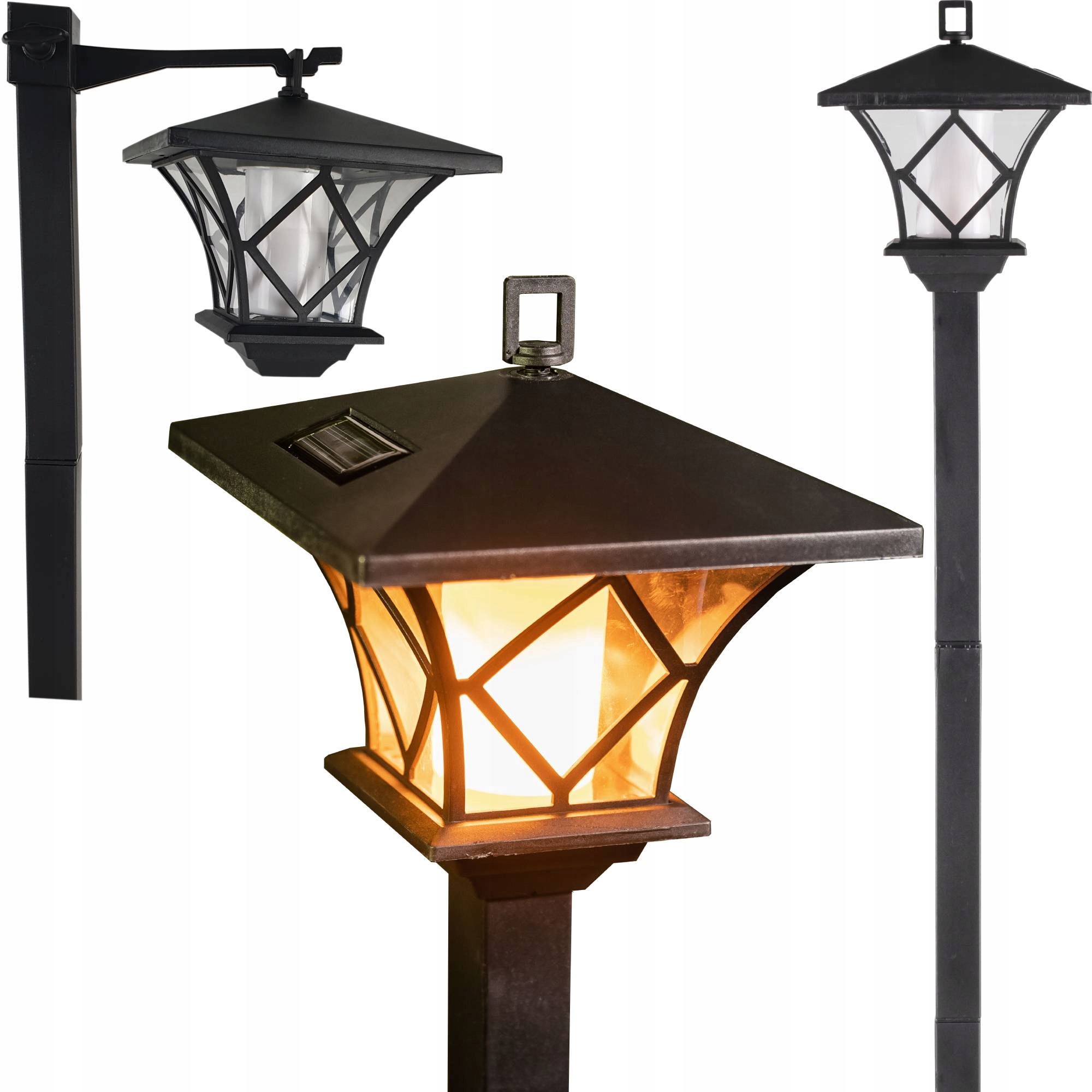 Cortina vstavaná solárna lampa, čierna, 155 cm, 1 ks.