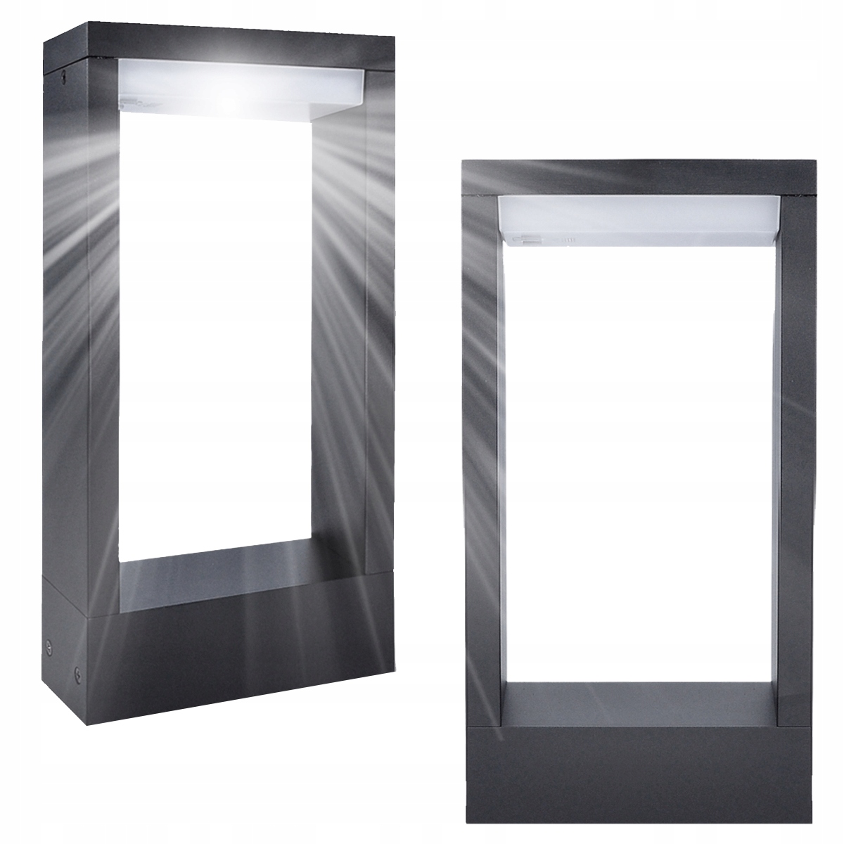Obdĺžnikový osvetľovací stĺp SuperLED s integrovaným LED zdrojom, 30 cm, čierny