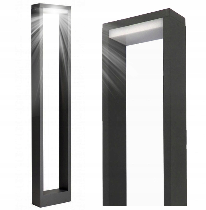 Obdĺžnikový osvetľovací stĺp SuperLED s integrovaným LED zdrojom, 80 cm, čierny