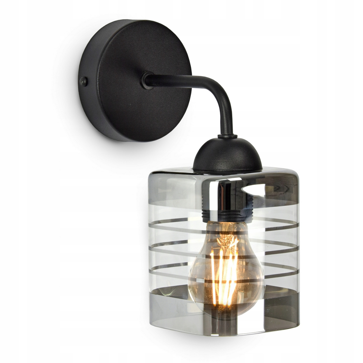 Nástenná lampa lampa čierna podložka sklenená lampa