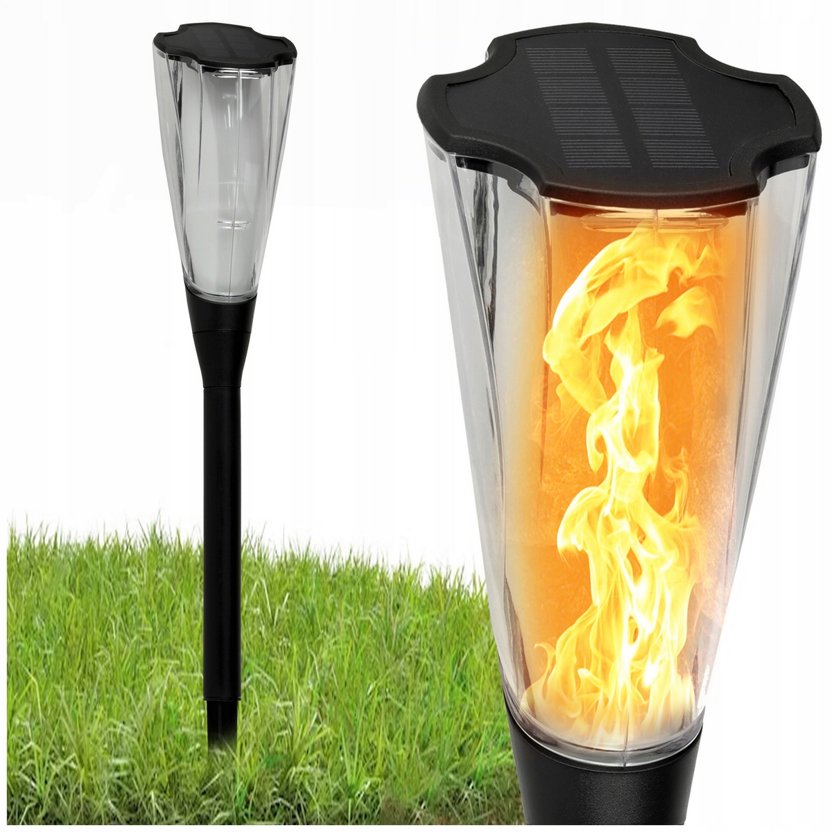 Solárna lampa Berge, čierna, 65 cm, 1 ks.