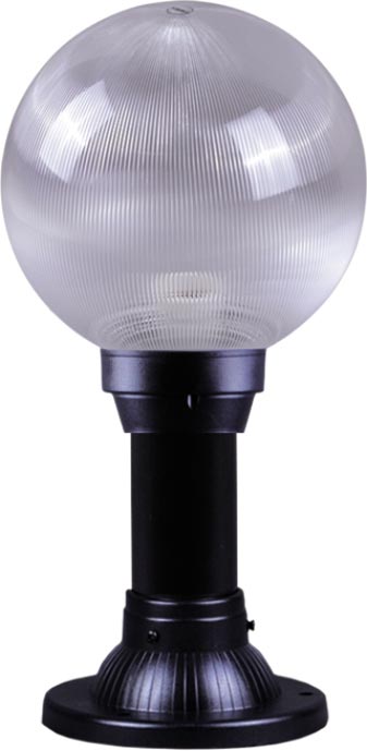 Stĺpíkové osvetlenie - Lampa stála vonkajšia guľa nízka čierna post