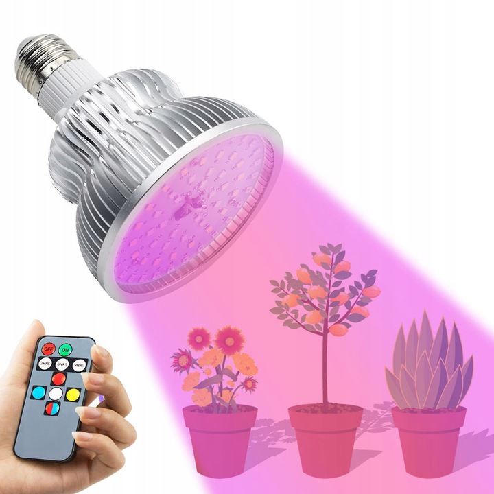 Osvetlenie pre rastliny - Lampa pre rast 50W E27 žiarovky + diaľkové ovládanie