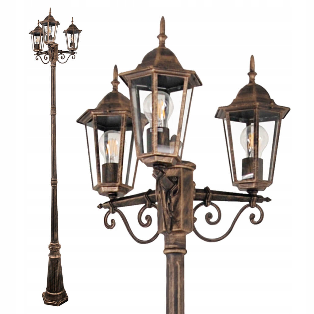 Stĺpíkové osvetlenie - Park Lampa Stojacia Lantern 3xE27 2,5 m