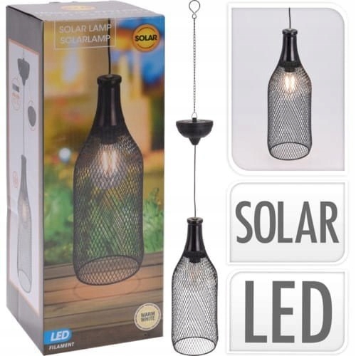 Vysiace svetlá, lampy - Solárna závesná lampa 11x11x30,5cm loft