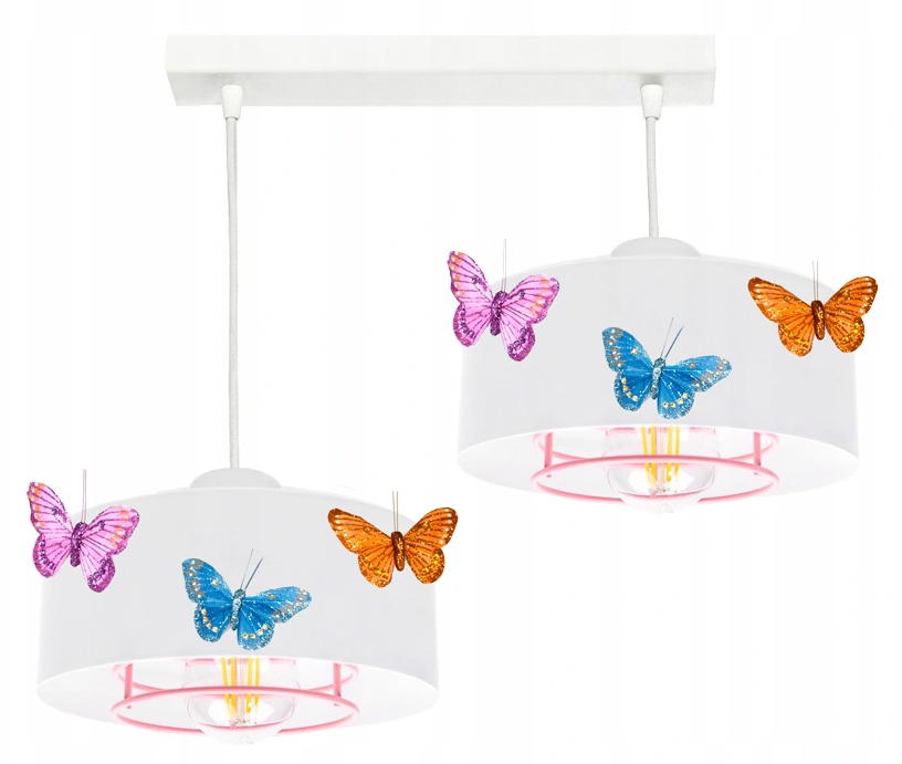 Lampa, svietidlo do detskej izby - Závesná lampa spiro 2 ružový motýľ luster