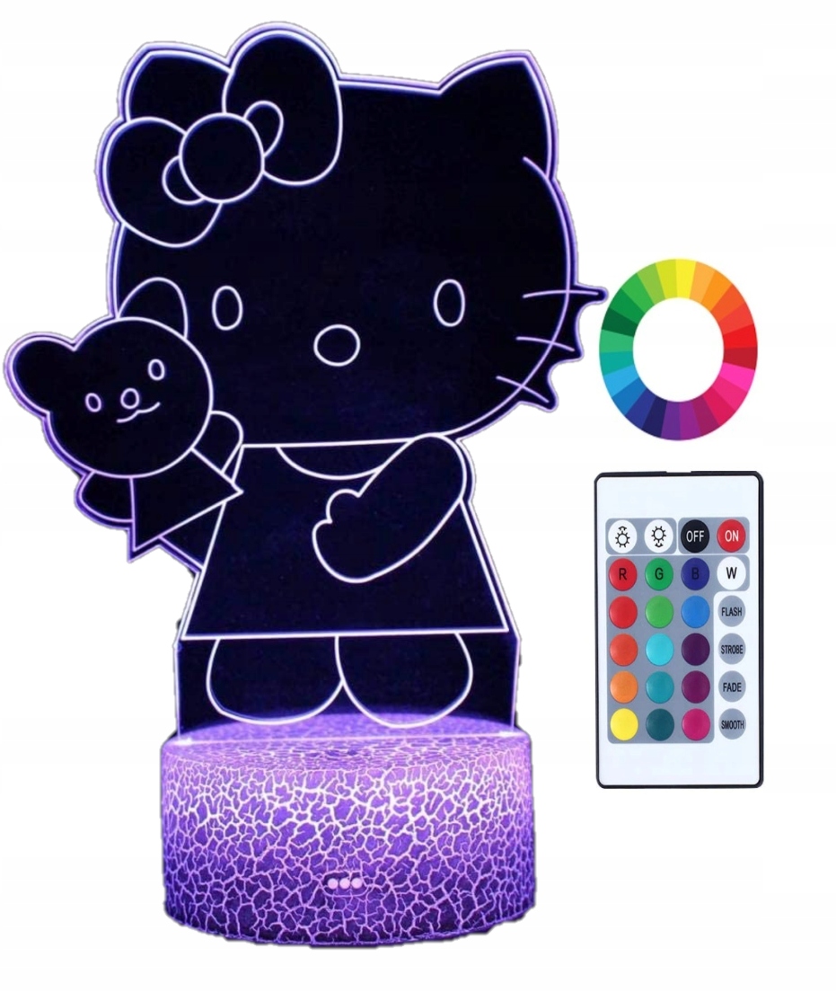 Nočná lampa do detskej izby - 3D LED nočná lampa Hello Kitty gravírovanie darček