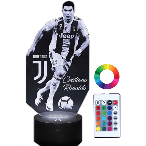 Nočná lampa do detskej izby - Nočná lampa s menom Cristiano Ronaldo 3D LED