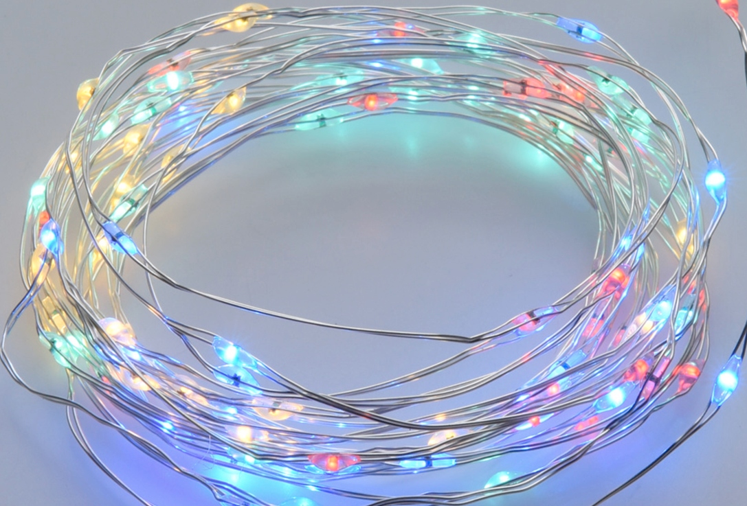 Vonkajšia dekoračná reťaz GIRLANDA - Solárne žiarovky na svetelnom drôte 200 LED MULTIK