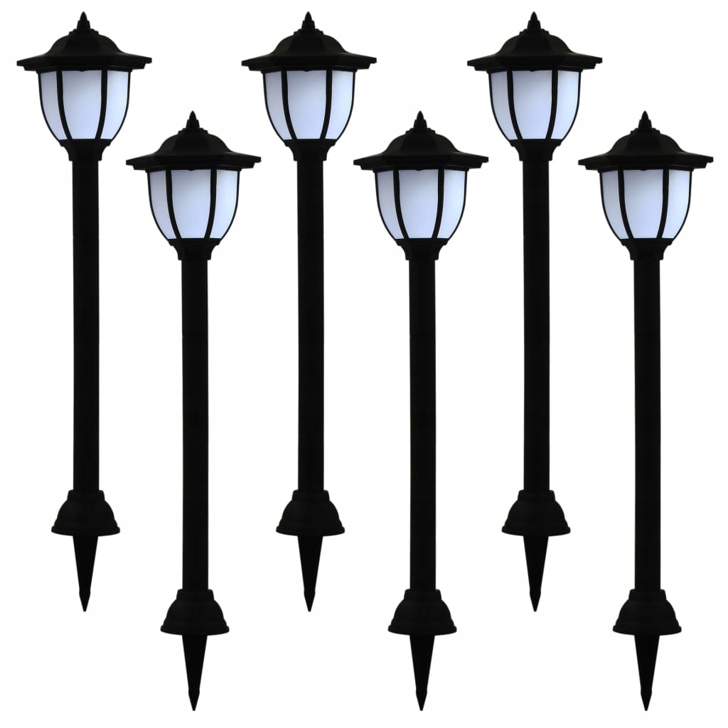 Solárne svietidlá - Solárne lampy pre záhradu, 6 ks, LED, čierna