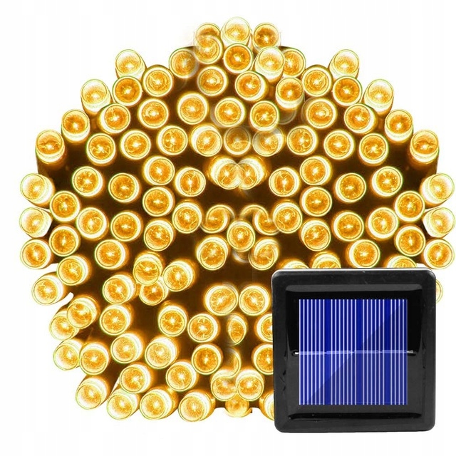 Solárne svietidlá - Solárny reťazec 100 LED-teplý biely-girland-12 m