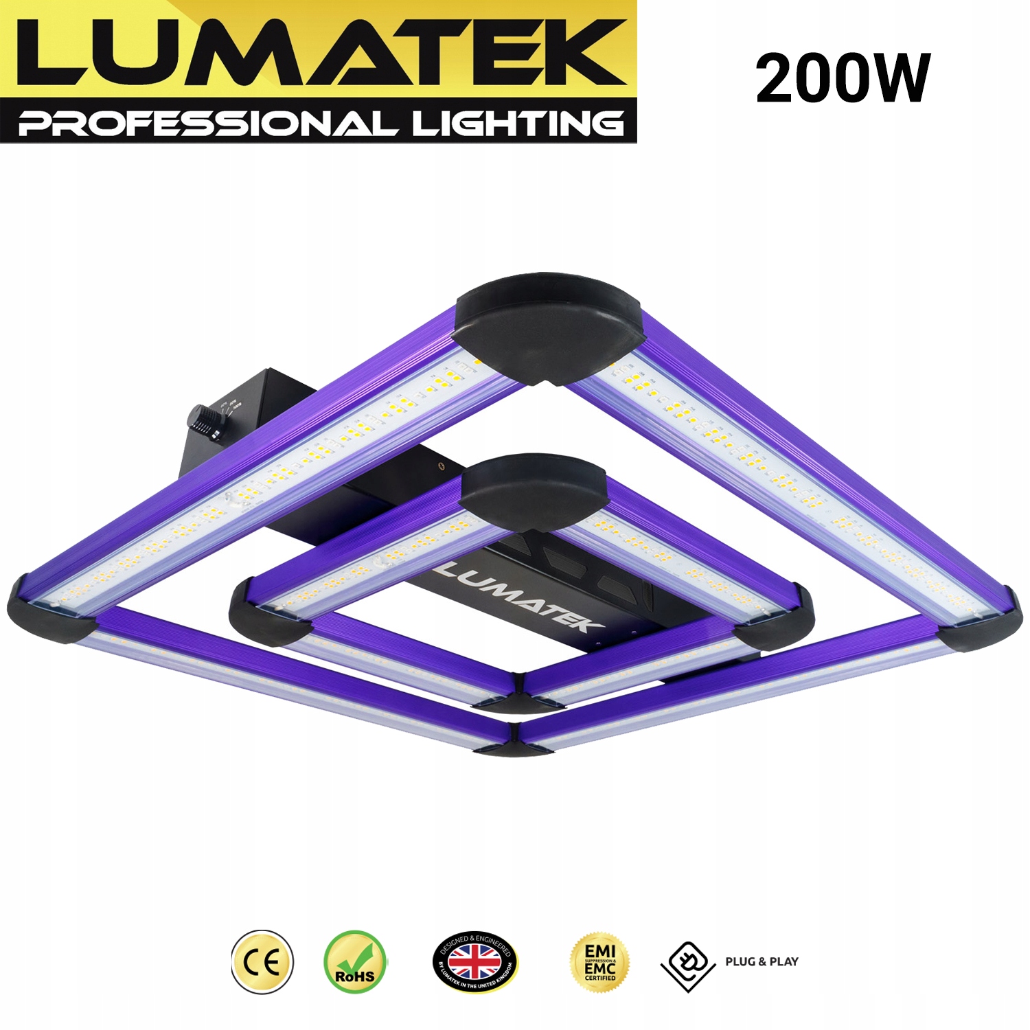 Osvetlenie pre rastliny - LUMATEK ATTIS 200W LED Full Spectrum Lampa