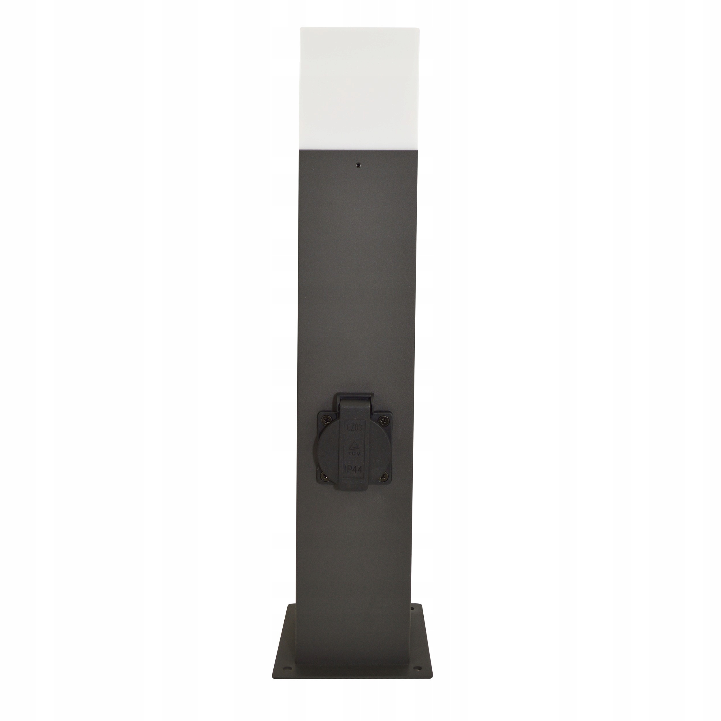 Štvorcový stĺp osvetlenia Polux E27, 44 cm, sivý