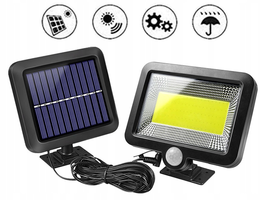 Solárne svietidlá - Solárna lampa LED svetlometu + Snímač pohybu PIR