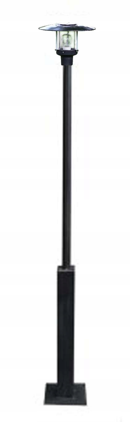 Okrúhly kovový drevený ručný stĺp osvetlenia E27 225 cm čierny