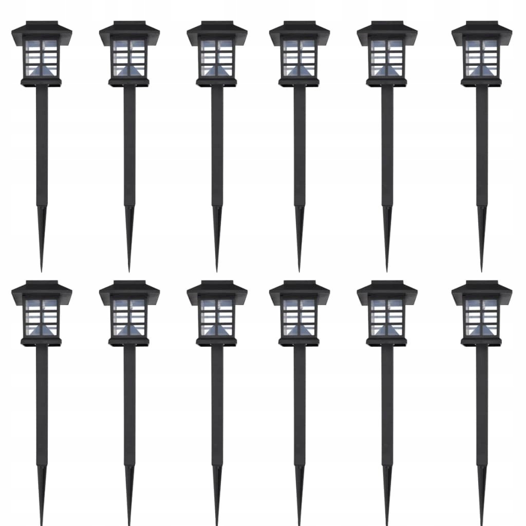 Solárne svietidlá - Záhradné solárne lampy LED, 12 ks, s špajdľami