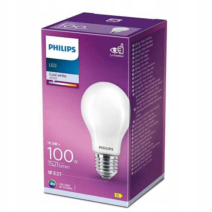 Žiarovka, žiarivka - Philips LED žiarovka A60 E27 10,5 W = 100 W 4000K NW