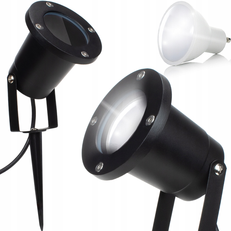Zápustné solárne svietidlo Decorya čierna 31 cm 1 ks + GU10 LED žiarovka 5W 400lm 4000K neutrálna biela