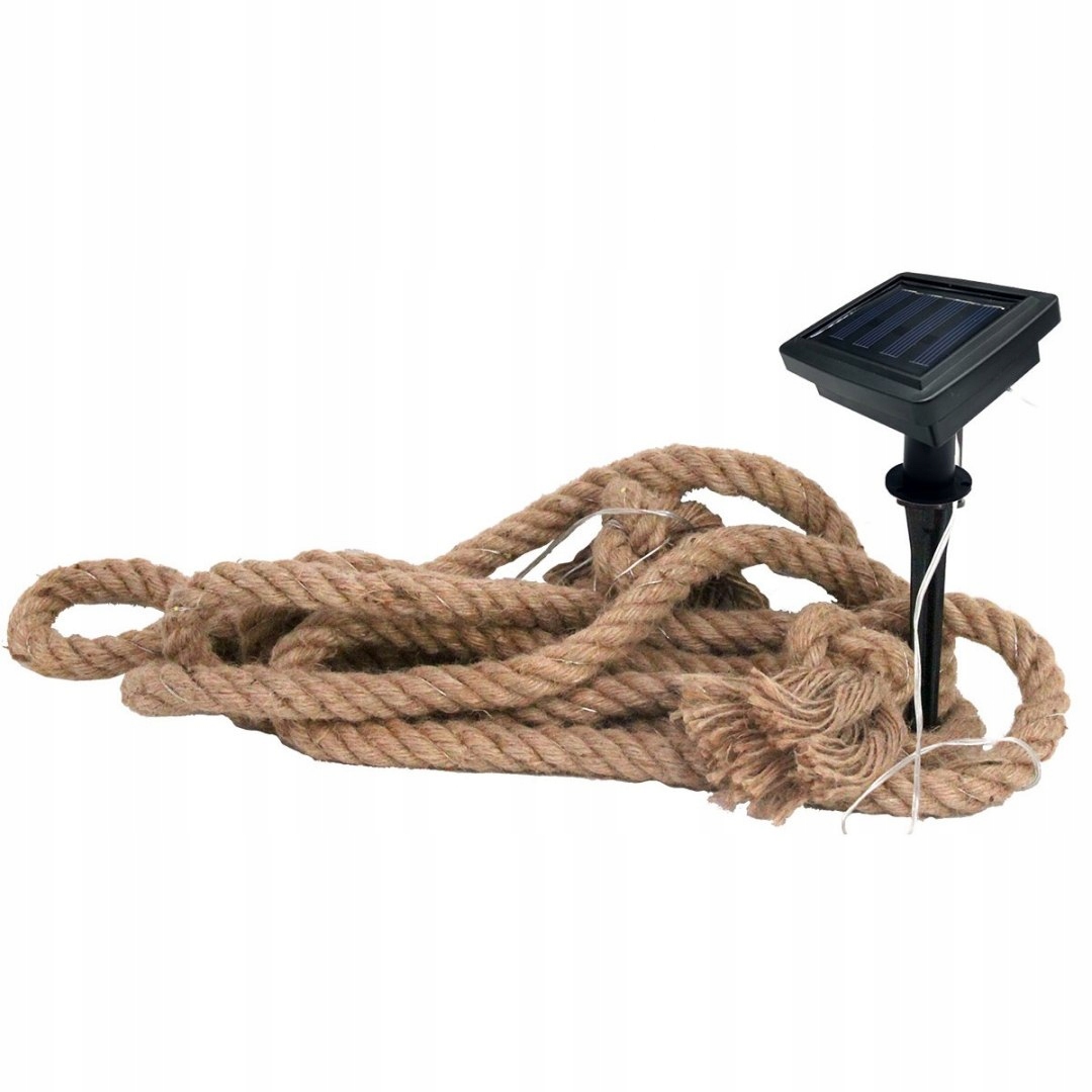 Vysiace svetlá, lampy - Saska Garden Ring Jute so Solárnymi 100 LED svietidlami