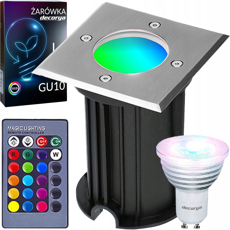 Dobehová lampa Decorya DecoGround 50 W + GU10 LED RGB DECORYA ŽIAROVKA 16 FARIEB NA DIAĽKOVÉ OVLÁDANIE