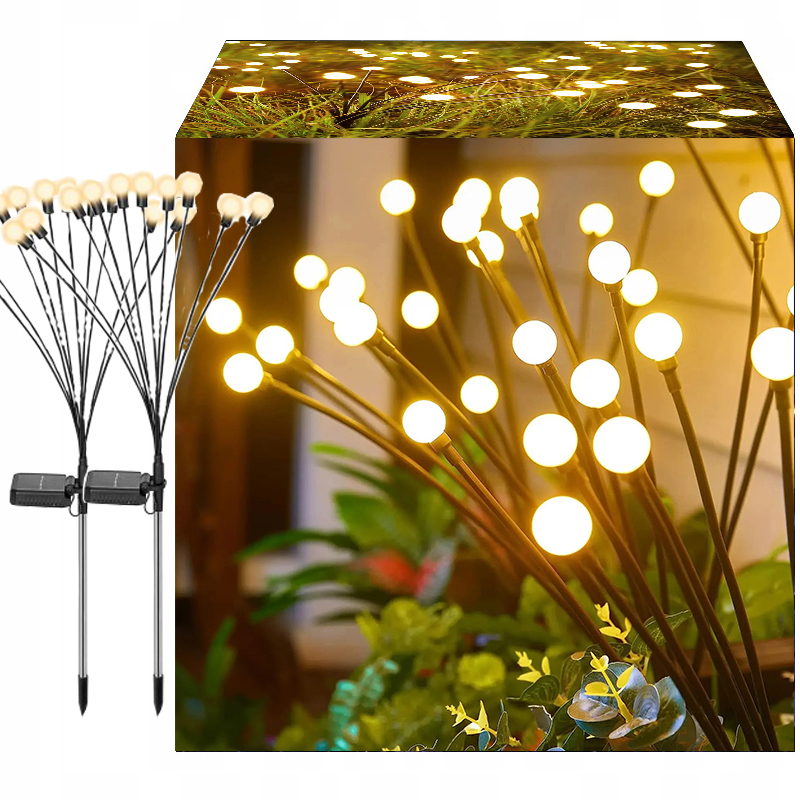 2KS 10LED SLNEČNÁ LAMPA SVETLUŠKA HÚDAČKA GULE ZÁHRADNÁ GUĽA