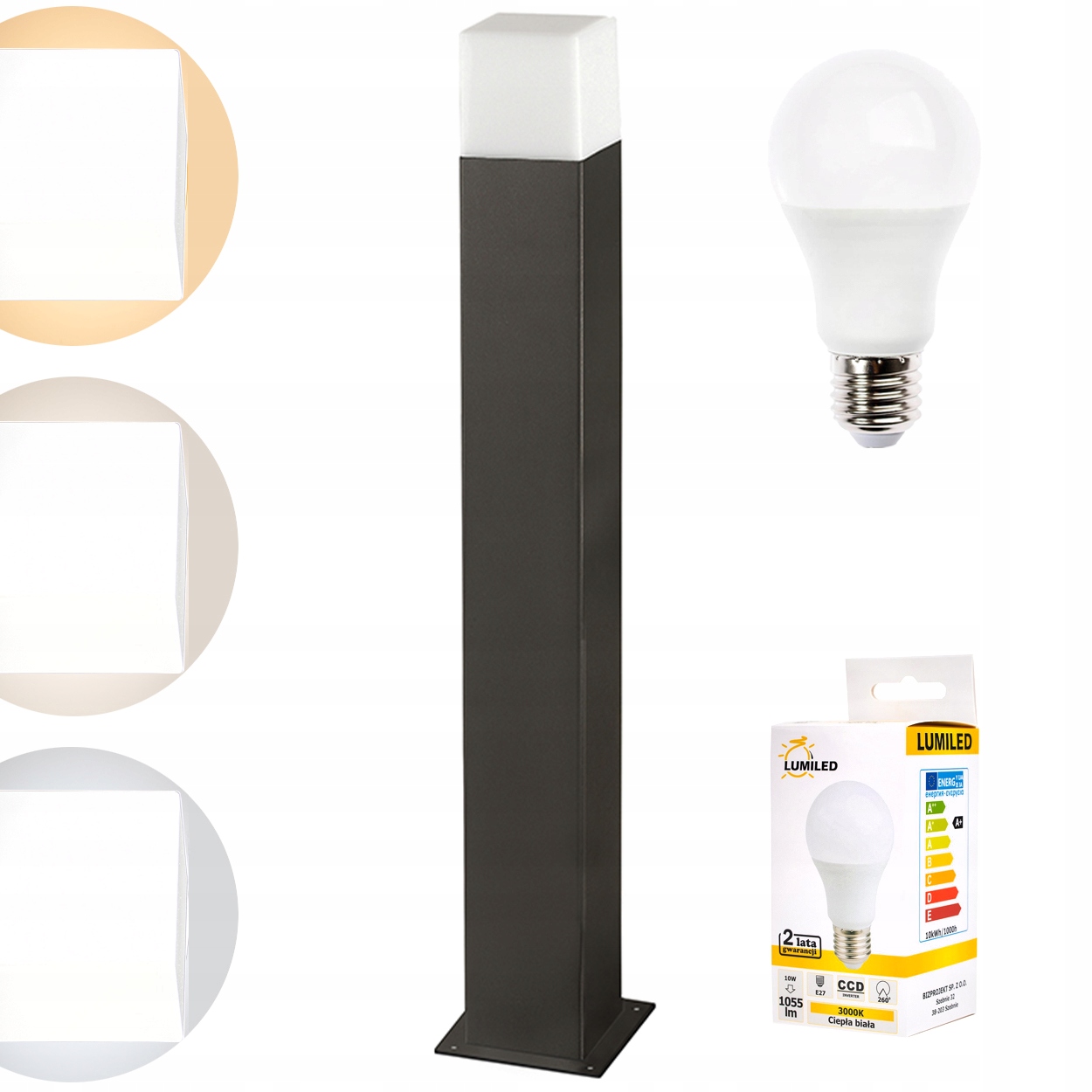 Stĺpíkové osvetlenie - Záhradná post lampa 74cm New York + LED 10W E27