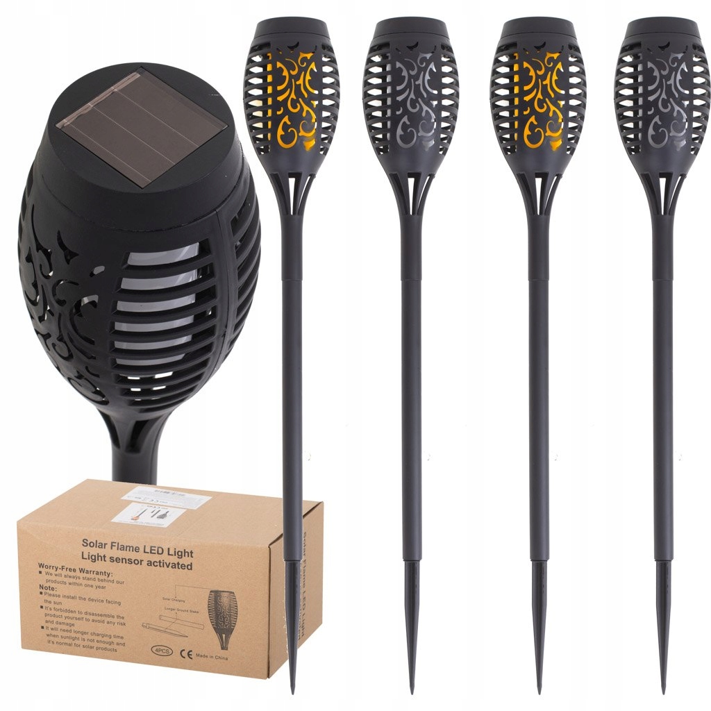 Ikonka vstavaná solárna lampa, čierna, 52 cm, 4 ks.