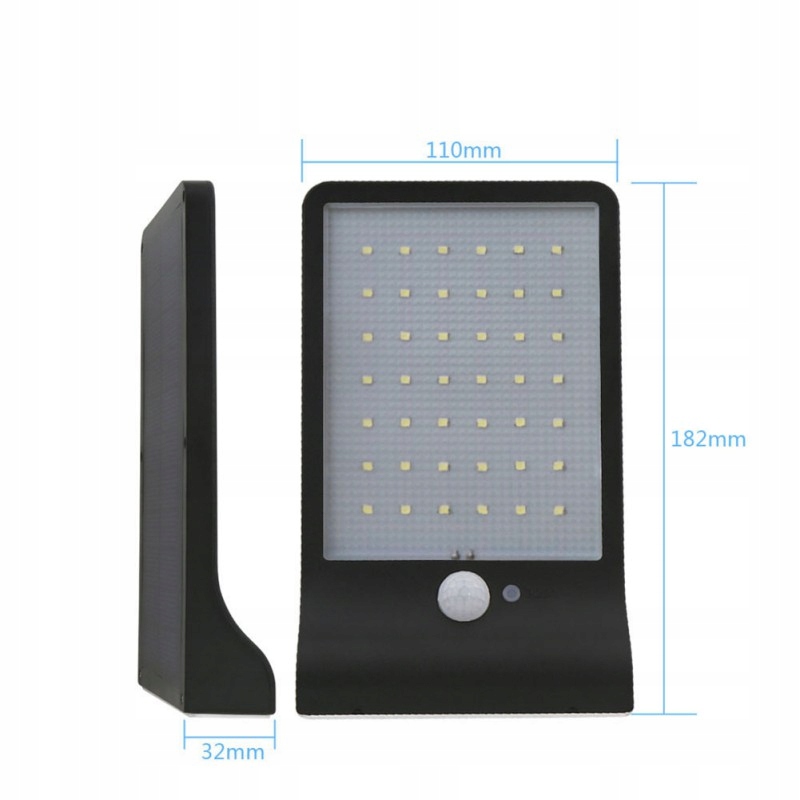 Solárne lietanie LED 42SMD + BLACK W-WA Snímač pohybu