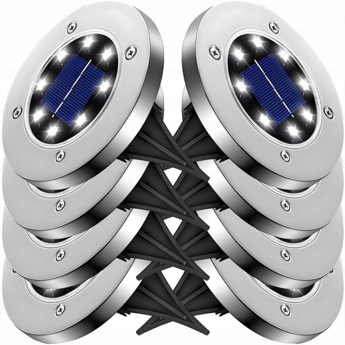 MAXSELL vstavaná solárna lampa strieborná 12,6 cm 8 ks.