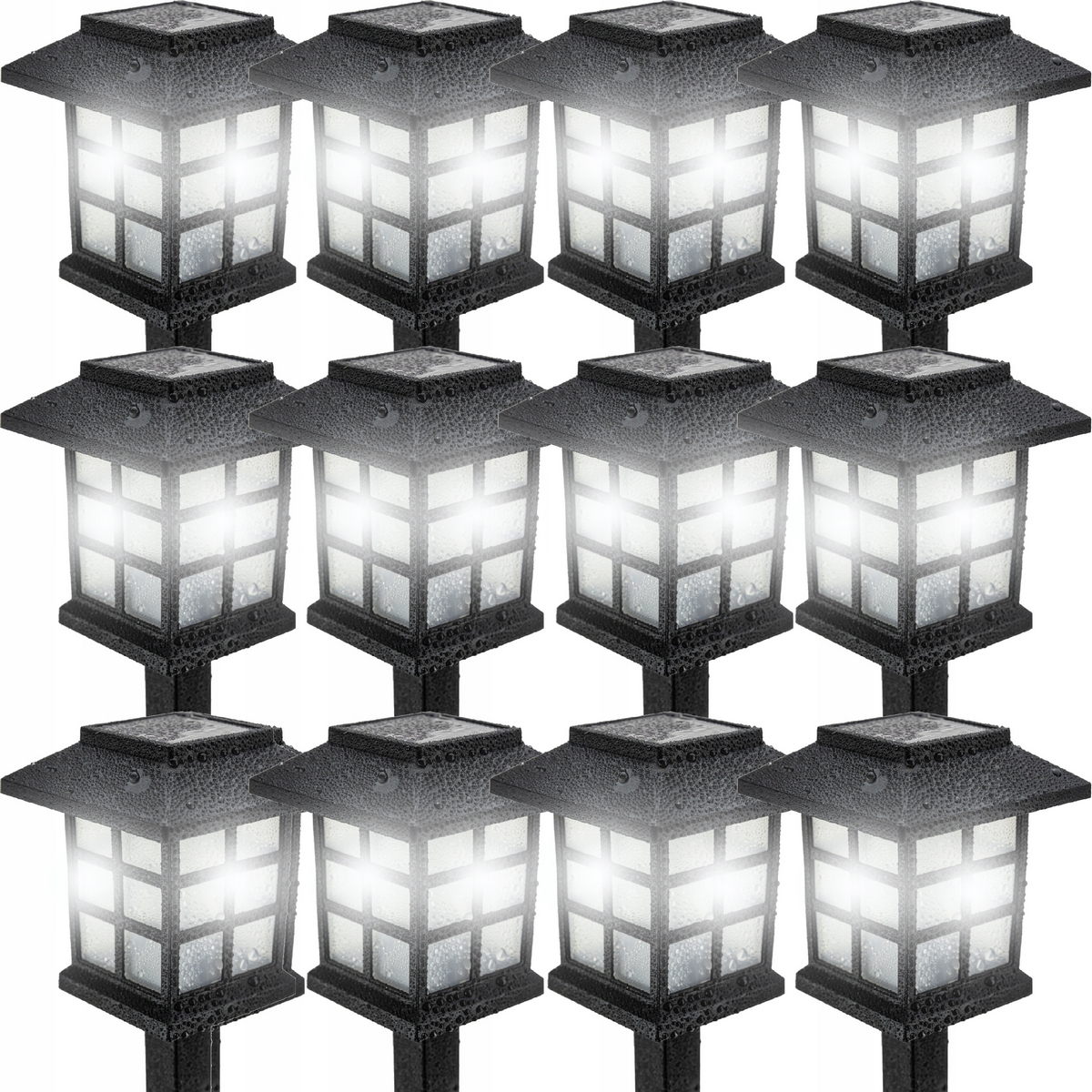 Solárna lampa Briix, čierna, 39 cm, 12 ks.
