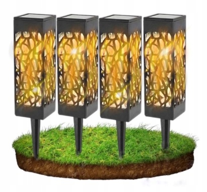 Solárna lampa LedClick, čierna, 34 cm, 4 ks.