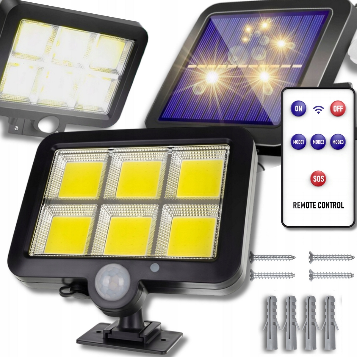 Pouličné svietidlo SOLÁRNE LAMPA SO SÚMRAKOVÝM SENZOROM POHYBU D1 300 W 10000 lm solárne napájanie