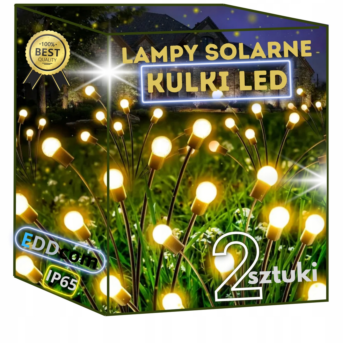 Eddcom vstavaná solárna lampa, biela, 72 cm, 2 ks.