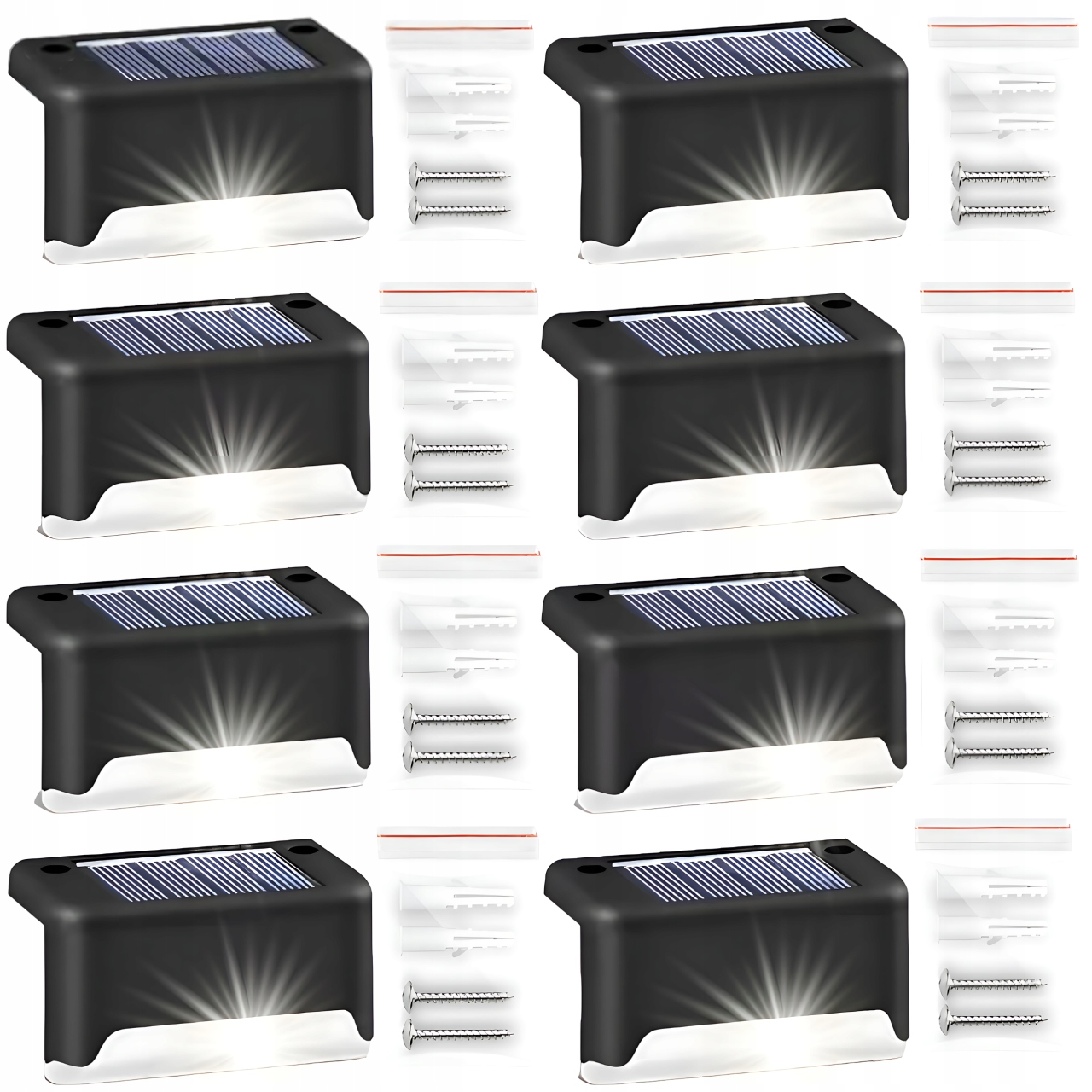 MAXSELL vstavaná solárna lampa, čierna, 4,7 cm, 8 ks.