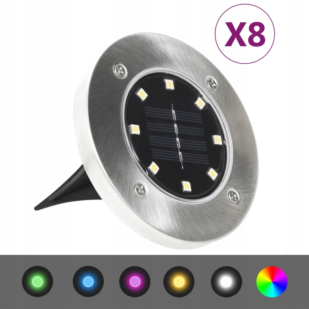 Solárne svietidlá - Solárne LED pozemné žiarovky, 8 ks, farby RGB