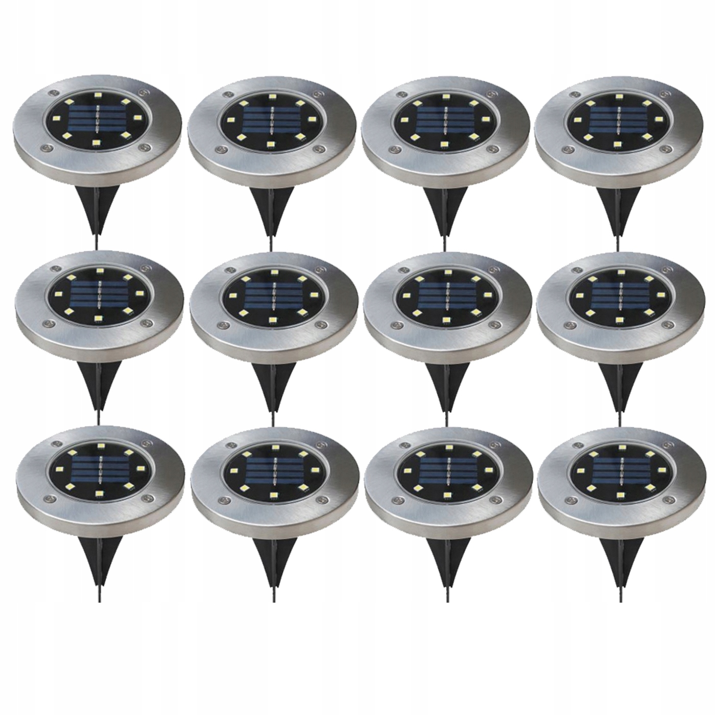 Solárna lampa SuperLED, strieborná, 14 cm, 12 ks.
