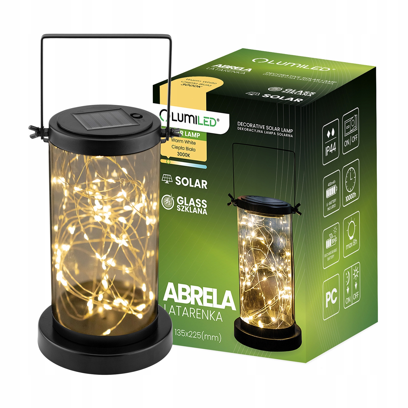 Solárna lampa Lumiled, čierna, 30 cm, 1 ks.
