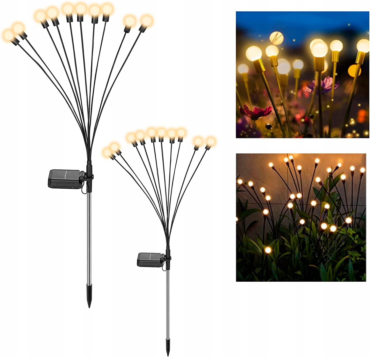 Solárna lampa, čierna, 70 cm, 2 ks.