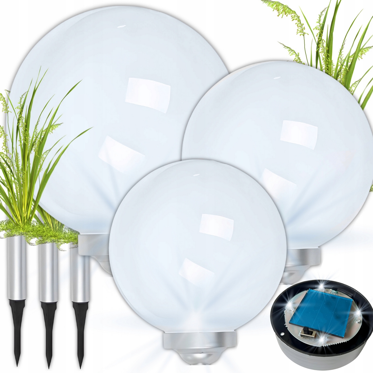 NThome solárna lampa, biela, 75 cm, 1 ks + 2 ďalšie produkty