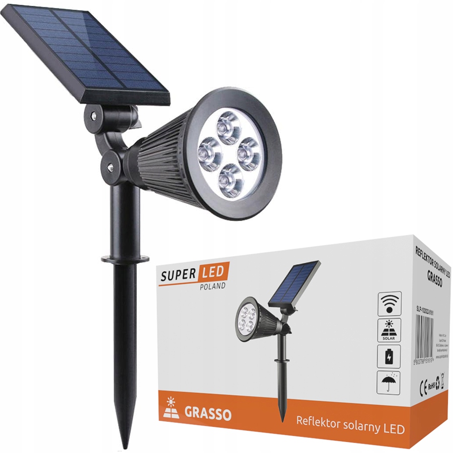 Solárna lampa SuperLED, čierna, 39,5 cm, 1 ks.