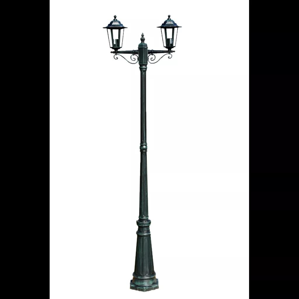 Pouličná LED lampa - Stály záhradné svetlo 2-rameno 215 cm