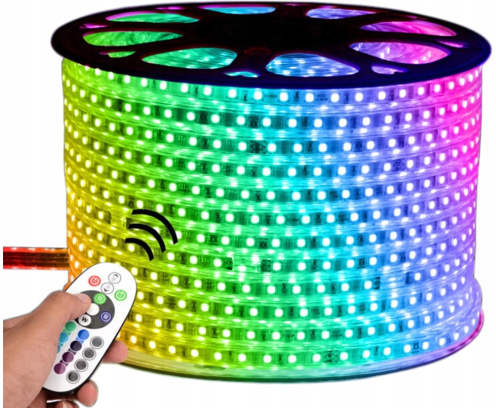 Žiarovka, žiarivka - RGB 230V LED pásik 5m IP67 IP68 Diaľkové ovládanie