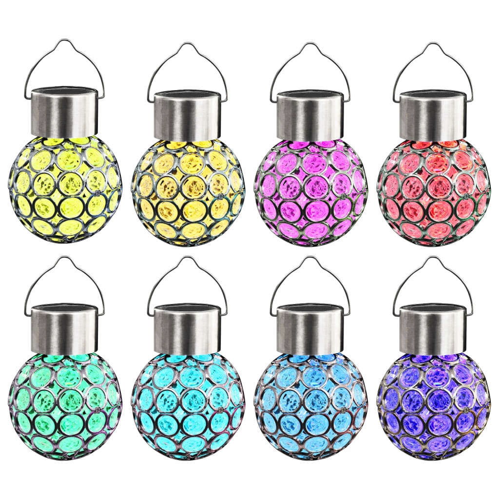 Solárne svietidlá - Závesné solárne lampy, 8 ks, LED RGB