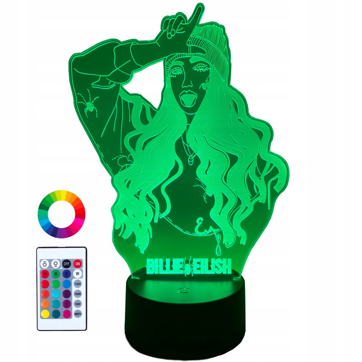 Nočná lampa do detskej izby - XL LED nočná lampa 16 Billie Eilish + pilot