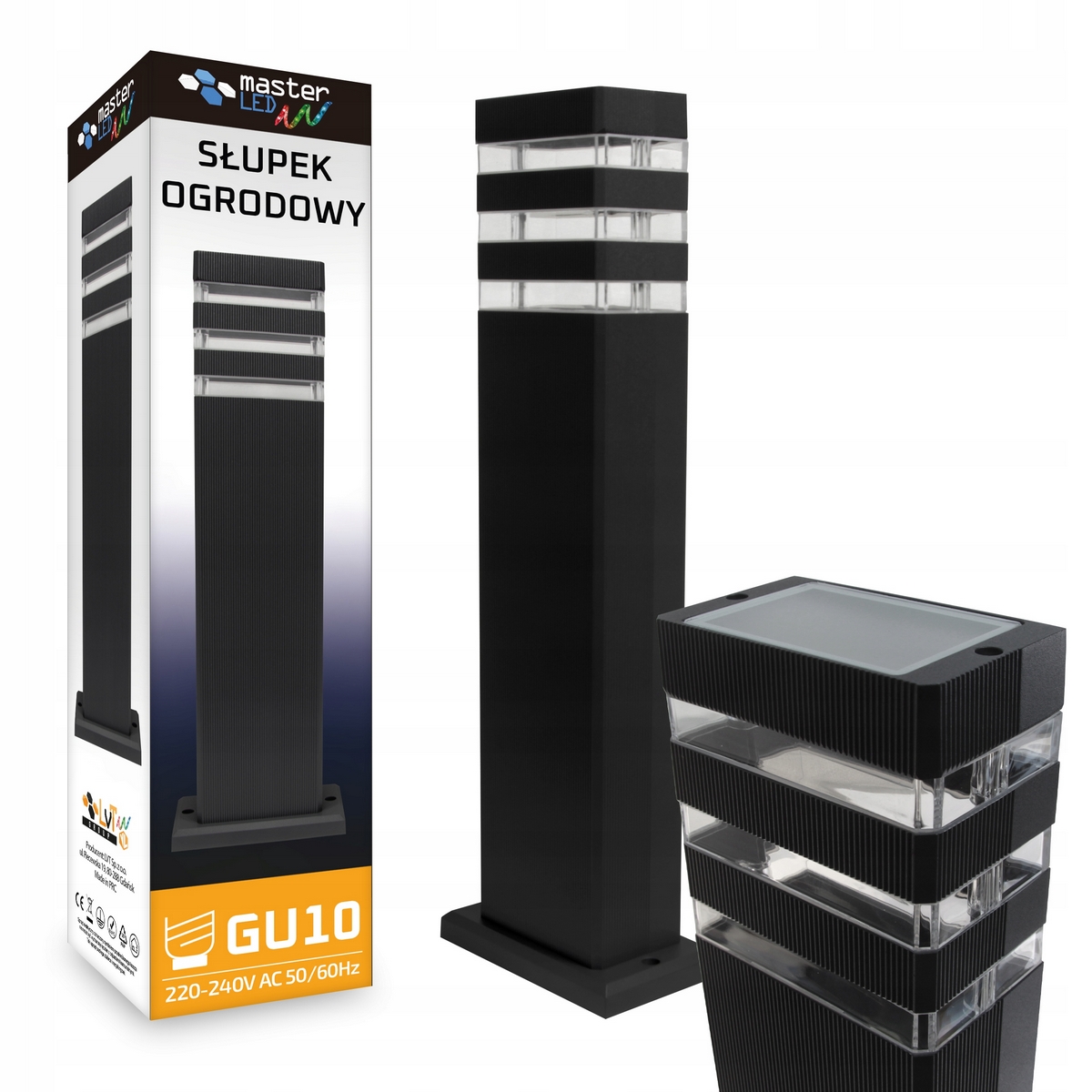 Štvorcový stĺp osvetlenia Masterled GU10 50 cm
