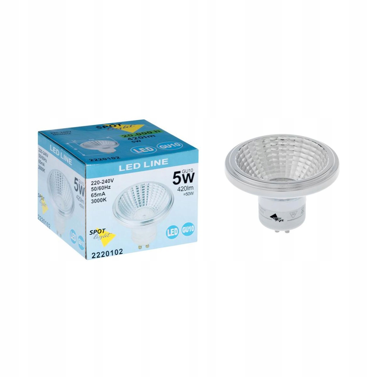 Žiarovka, žiarivka - LED žiarovka GU10 (230 V) 5 v 420 lm tepelne biela